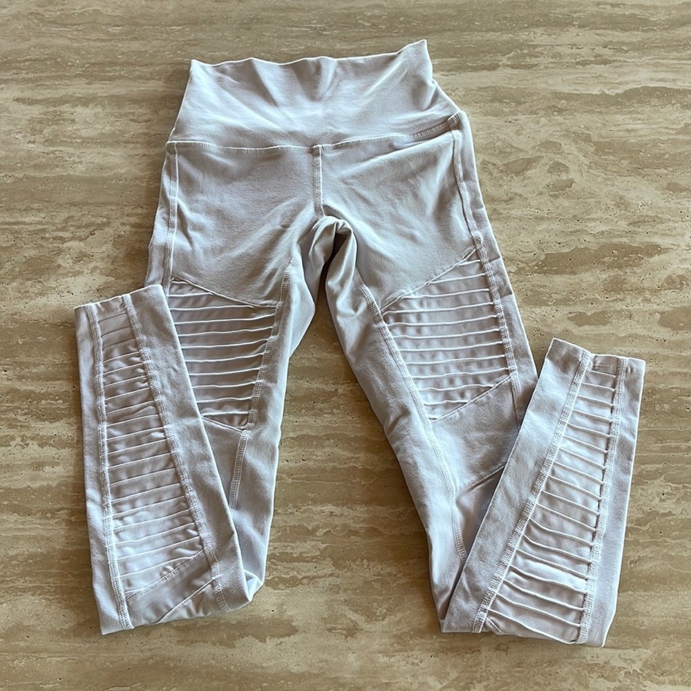 Alo white moto leggings